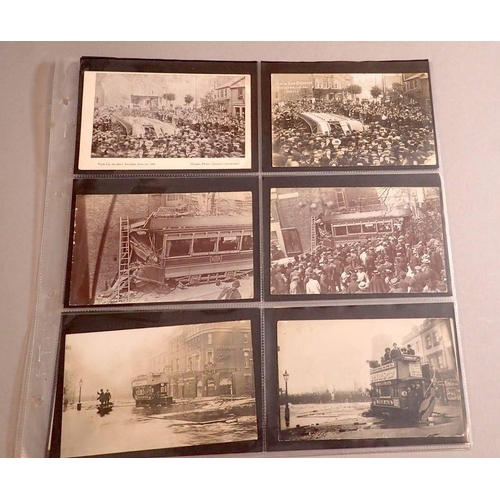 952 - A collection of 57 South London street scene postcards, social history and transport themes, some RP... 