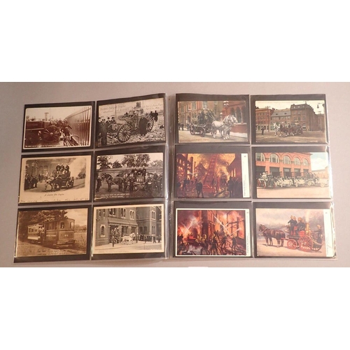 954 - A collection of 24 postcards including fire brigade, disasters, printers strike, some RP's