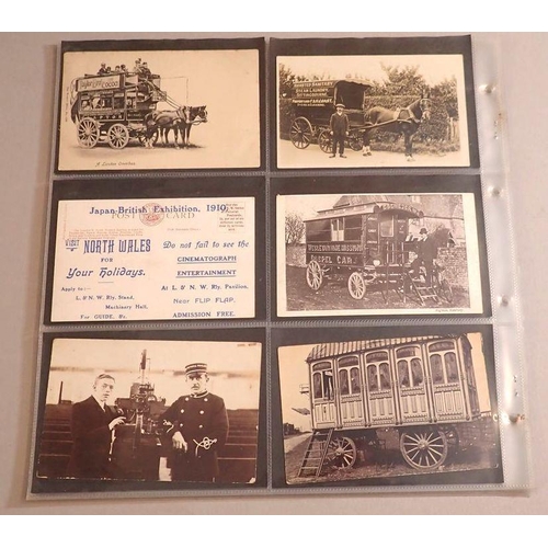 958 - A collection of 51 London Transport postcards including trolley buses, 3 x missionary caravans, adve... 