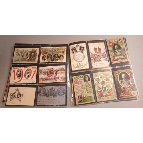 974 - A collection of 127 Royalty themed postcards, British Monarchs including two with WH Grant silks