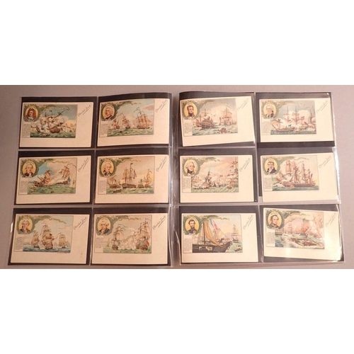 991 - A collection of 18 French Chocolat-Louit Chocolate advertising naval scene postcards