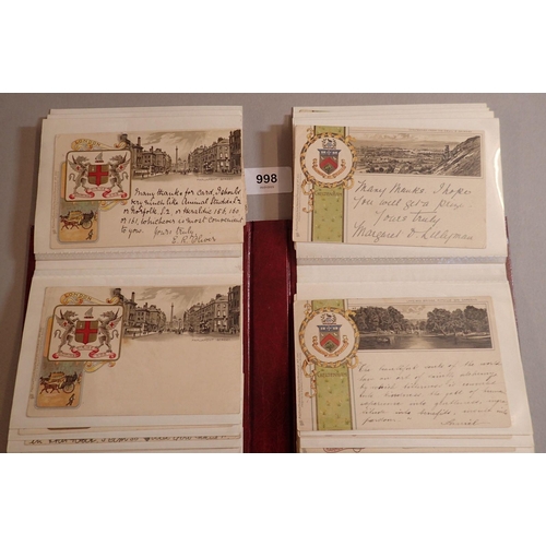 998 - An album of Raphael tuck postcards Heraldic - all GB towns, approx 100