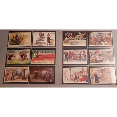 999 - A mixed collection of 112 postcards including advertising, political, caricature, humour and RP Brit... 