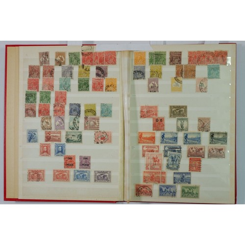 900 - Australia: Red 8-leaf 'Abria' stock-book of mint & used defin, commem & official, 1913-1980s, incl A... 