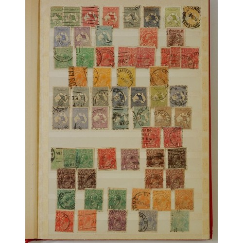 900 - Australia: Red 8-leaf 'Abria' stock-book of mint & used defin, commem & official, 1913-1980s, incl A... 