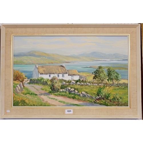 1005 - W H Burns - oil on board Cornnemara landscape, 36 x 59cm