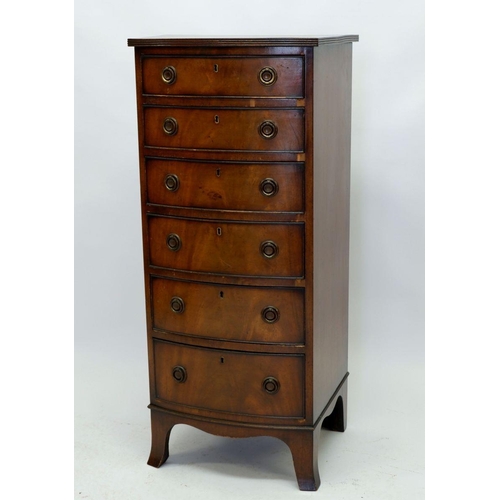 1011 - A mahogany reproduction tall chest of drawers 109 x 46 x 42cm