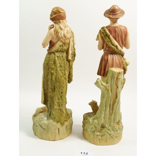 112 - A pair of Royal Dux figures of shepherd and shepherdess, 30cm