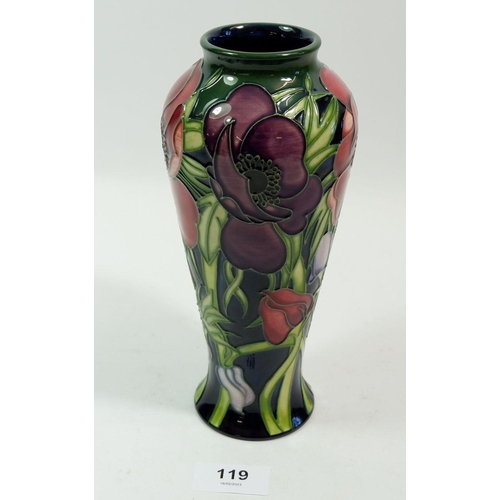 119 - A Moorcroft Anemone vase, 21cm tall, boxed, 2003