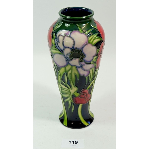 119 - A Moorcroft Anemone vase, 21cm tall, boxed, 2003