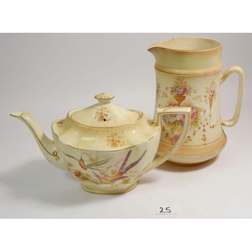 25 - A collection of Crown Devon and Crown Ducal ivory blush china including vases, teapot, jugs etc.