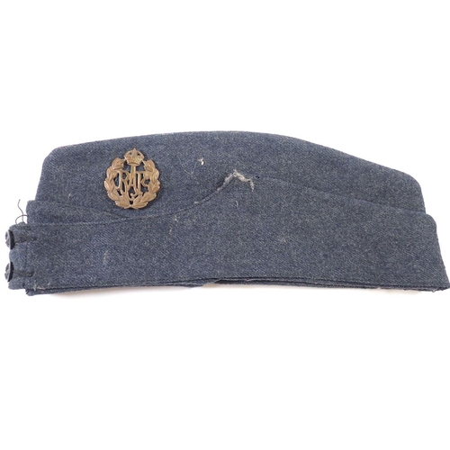 544A - An RAF officers jacket with medal ribbons, side cap and belt