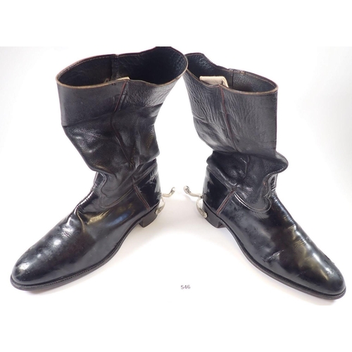 546 - A pair of military boots and spurs