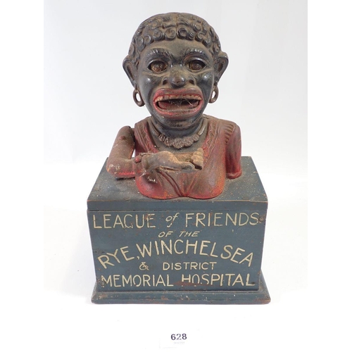 628 - A Dinah money box mounted as a League of Friends collecting box for the Rye Winchelsea Memorial Hosp... 