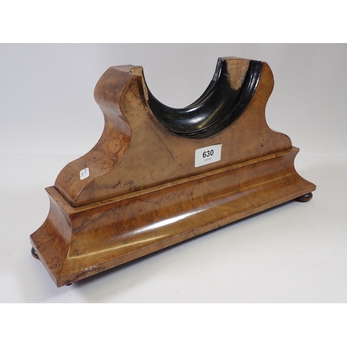 630 - A Victorian walnut plinth form barometer stand, 37cm wide