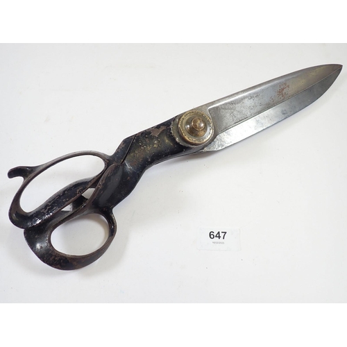 647 - A pair of Victorian tailors shears, 40cm