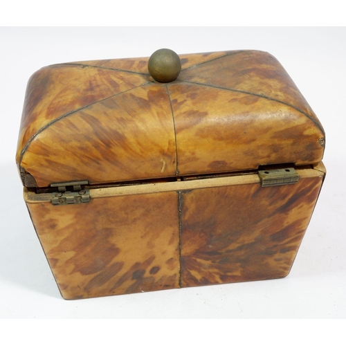 663 - A 19th century tortoiseshell tea caddy with two interior lids, hinge a/f, 16.5cm wide