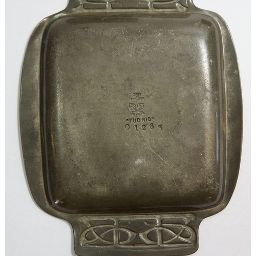 670 - A Tudric pewter pin tray designed by Archibold Knox, No. 01263 made by Solkets, 13 x 10cm