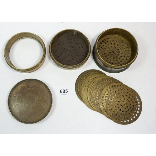 685 - A 19th century jewellers gilt brass diamond sieve