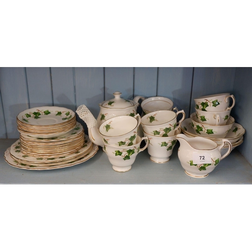 72 - A Coclough Ivy tea service comprising eight cups and seven saucers, teapot, milk, sugar, four bowls,... 