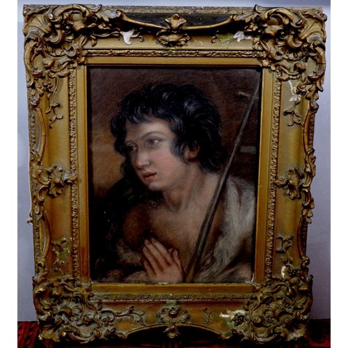 1016 - A 19th century pastel of St John the Baptist, 33 x 25cm