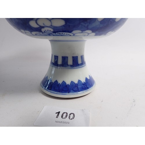 100 - A Chinese high footed prunus blossom bowl, 11cm