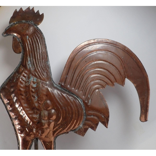 1040 - A large German copper cockerel weather vane, 80 x 60cm, (with O instead of E for East)