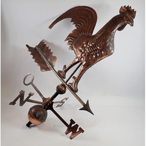 1040 - A large German copper cockerel weather vane, 80 x 60cm, (with O instead of E for East)