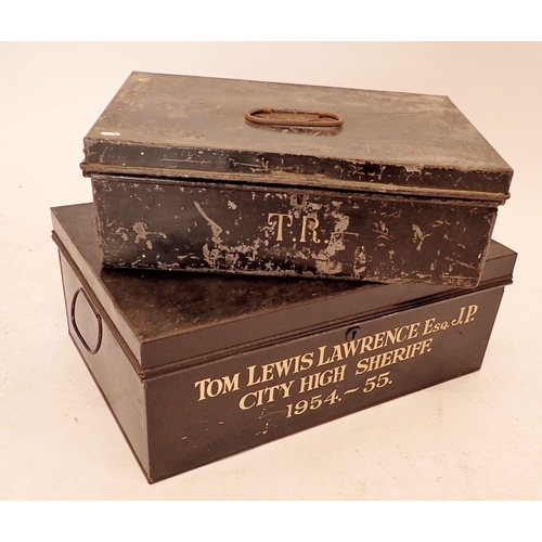 1046 - Two old tin document boxes