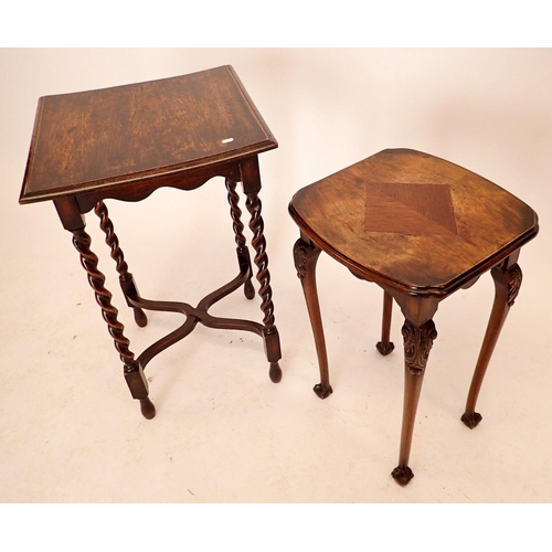 1049 - An oak 1930's occasional table on barleytwist supports and a nest table