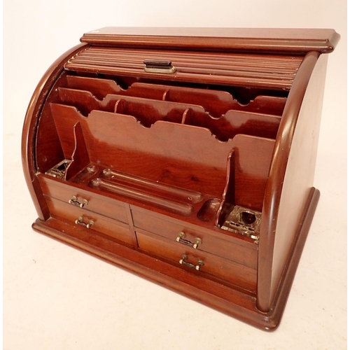 1088 - A Victorian mahogany tambour fronted correspondence box,  50 x 34 x 34cm