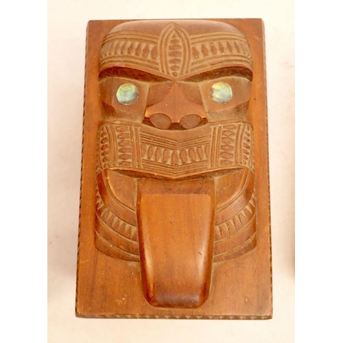 1099 - A collection of antique and later boxes including writing slope and a Maori carved box