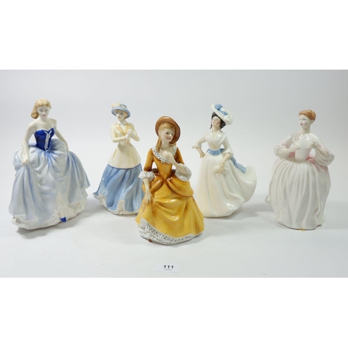 111 - A group of five Royal Doulton figures comprising: Hannah HN4407, Susan HN4532, Margaret HN2397, Sand... 