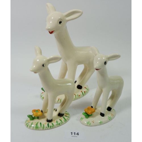 114 - A set of three Midwinter Larry the Lamb, sizes 22cm to 15cm