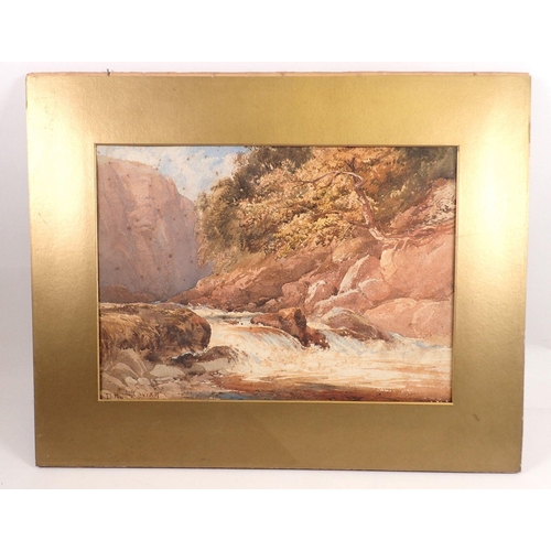 1178 - David Hall McKewan - watercolour rocky highland stream, signed, 25 x 35cm - unframed