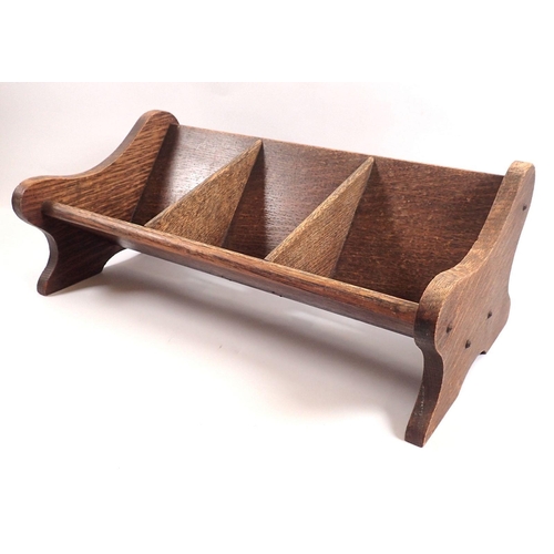 1228 - An oak three sectional book trough, 41cm long together with a folding book rest