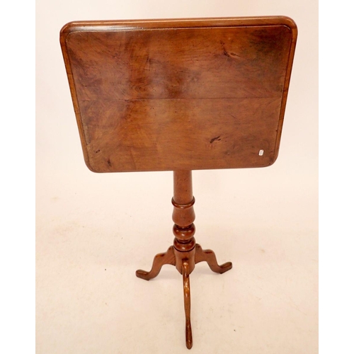 1263 - A 19th century walnut occasional table on turned column and triple supports, 51 x 39cm