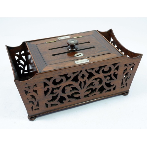 1294 - A fine Victorian rosewood and mother of pearl correspondence box with compartments for letters 'Answ... 