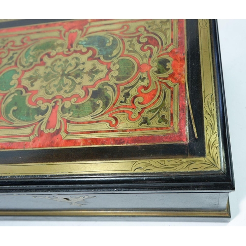 1296 - A 19th century Boulle jewellery box with interior fitted tray, 29 x 20 x 13cm