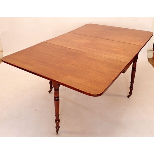 1303 - A Victorian large mahogany dropleaf dining table, 107cm wide x 164cm