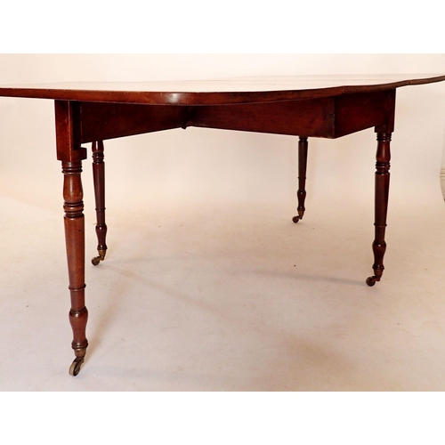 1303 - A Victorian large mahogany dropleaf dining table, 107cm wide x 164cm