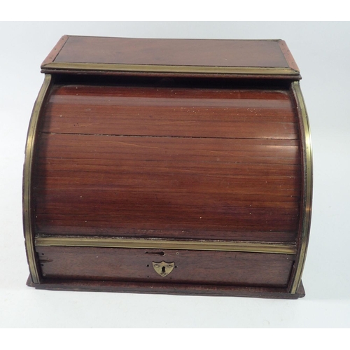 1312 - A Victorian mahogany tambour fronted correspondence box with fitted interior and drawer, 27cm