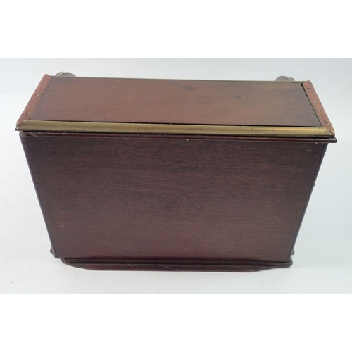 1312 - A Victorian mahogany tambour fronted correspondence box with fitted interior and drawer, 27cm