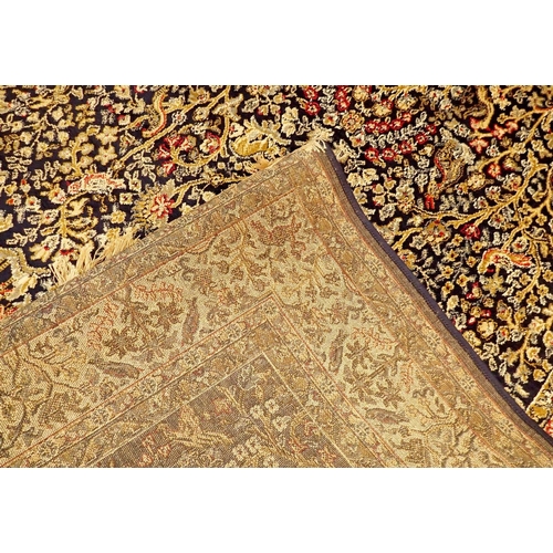 1333 - A full pile Kashmir style rug with tree of life and rich blue ground, 170 x 120cm