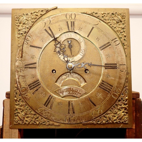 1352 - An 18th century oak longcase clock with brass dial by Henry Deykin, Worcester, with all over carved ... 