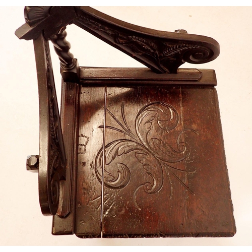 1359 - A 19th century oak Warwick style chair with carved wheat decoration, all on cabriole supports