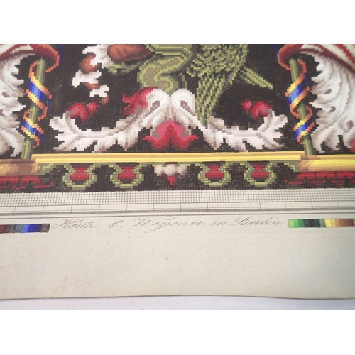 1372 - An early 19th century watercolour Berlin woolwork design chart, Herth & Wegener in Berlin, 33 x 34cm