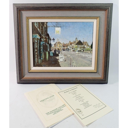 1375 - Dennis Syrett - oil on canvas 'Old Amersham' signed with original receipt and certificate, retailed ... 