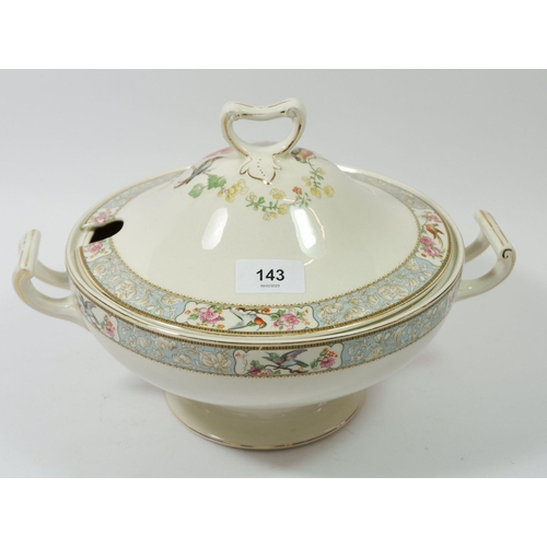 143 - A Brindley & Co floral soup tureen and cover, 25cm diameter