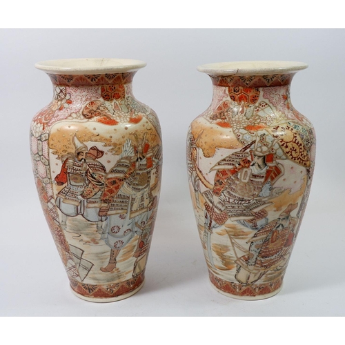 153 - A pair of late Japanese satsuma vases, 30cm